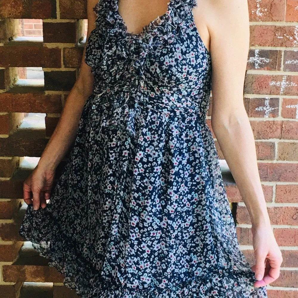 MM Couture by Miss Me silk floral printed halter dress size large - Picture 2 of 9